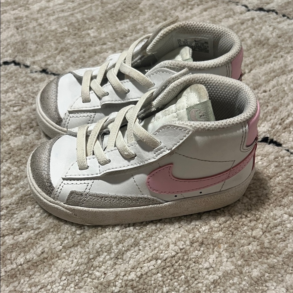 Nike Kids' White and Pink High-Top Sneakers